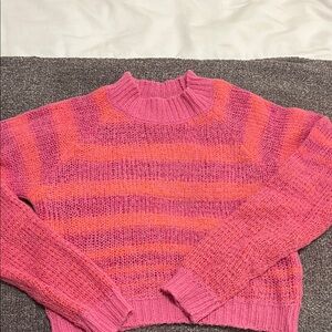 Zara Vibrant Pink and Orange Striped Sweater